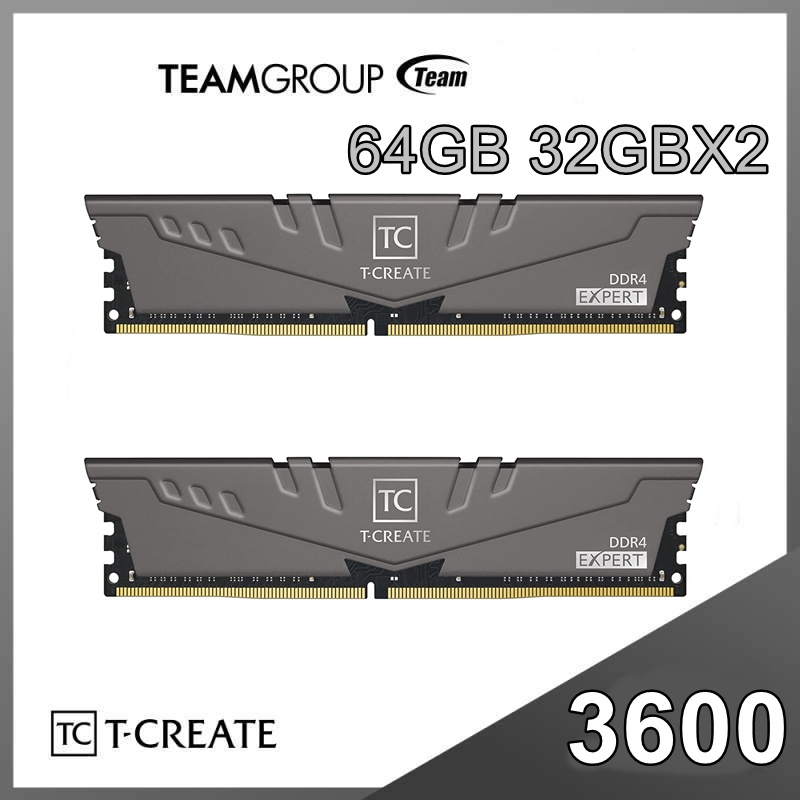 64GB (32GBX2) DDR4/3600 RAM PC (แรมพีซี) TEAM T-CREATE EXPERT (TTCED464G3600HC18JDC01) Warranty LT