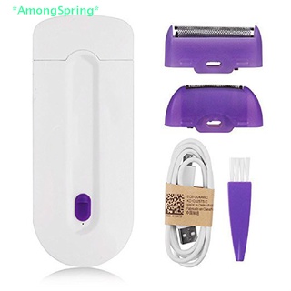 Amongspring&gt; ชุดเลเซอร์กําจัดขนขา ใบหน้า และขา แบบชาร์จ USB สําหรับผู้หญิง