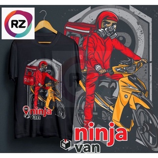 คอตต้อนคอกลมเสื้อยืดไมโครไฟเบอร์ พิมพ์ลาย NinjaVan Motor Hybrid Team ไซซ์ S-6XLS-5XL