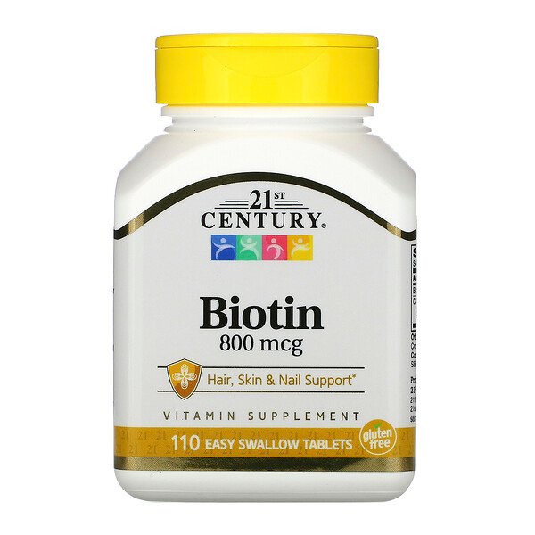 21st Century,Biotin 800,5000,10000mcg,110,120 Tablets ไบโอติน ป้องกันผมร่วง บำรุงรักษาเล็บที่แห้งเปราะ