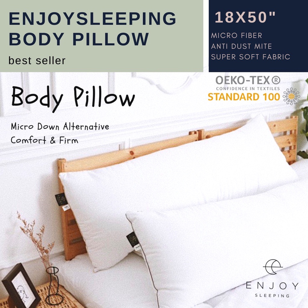 Enjoysleeping หมอนบอดี้ หมอนกอด ไม่แบน ใช้ได้นาน กันไรฝุ่น oeko-tex ห่านเทียม body pillow ใยทน