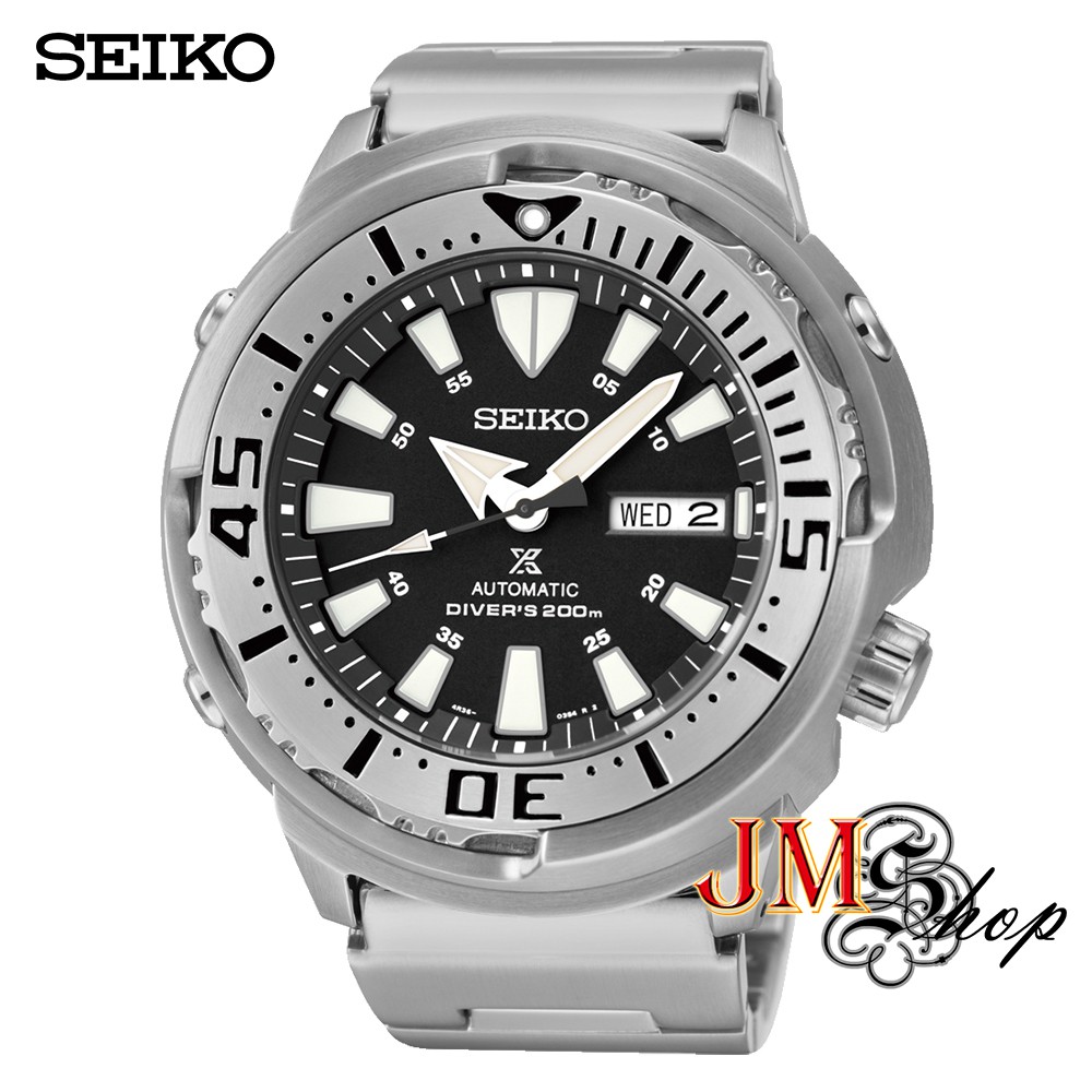 Seiko Prospex Baby Tuna Automatic Diver's 200 m นาฬิกาข้อมือผู้ชาย สายแสตนเลส รุ่น SRPE85K1 / SRPE85K (หน้าปัดสีดำ)