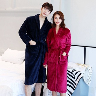 Robe Sleeping French Velvet Velvet ยาวปะการังเพิ่มรหัสคู่รวมกับชุดนอนไขมัน