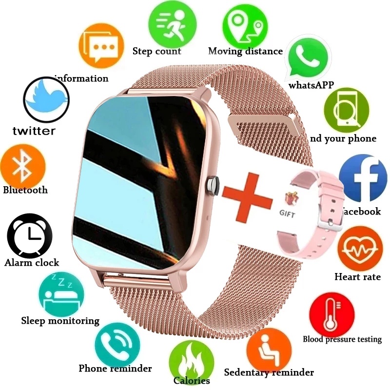 2022 New Smart Watch Women Full Touch Bracelet Fitness Tracker Blood