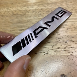 โลโก้ AMG เพลทอลูมิเนียมบาง ขนาด 12x2.6cm