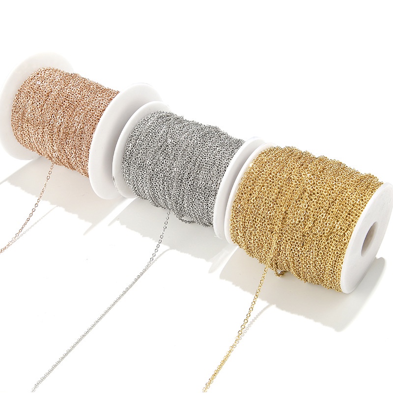 โซ่ไขว้สแตนเลสแบบตีแบน 10 เมตร/แพ็ค สำหรับ DIY สร้อยคอ สร้อยข้อมือ อุปกรณ์เครื่องประดับ