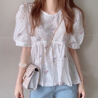 เสื้อลูกไม้แฟชั่นทรงหลวมแขนตุ๊กตา