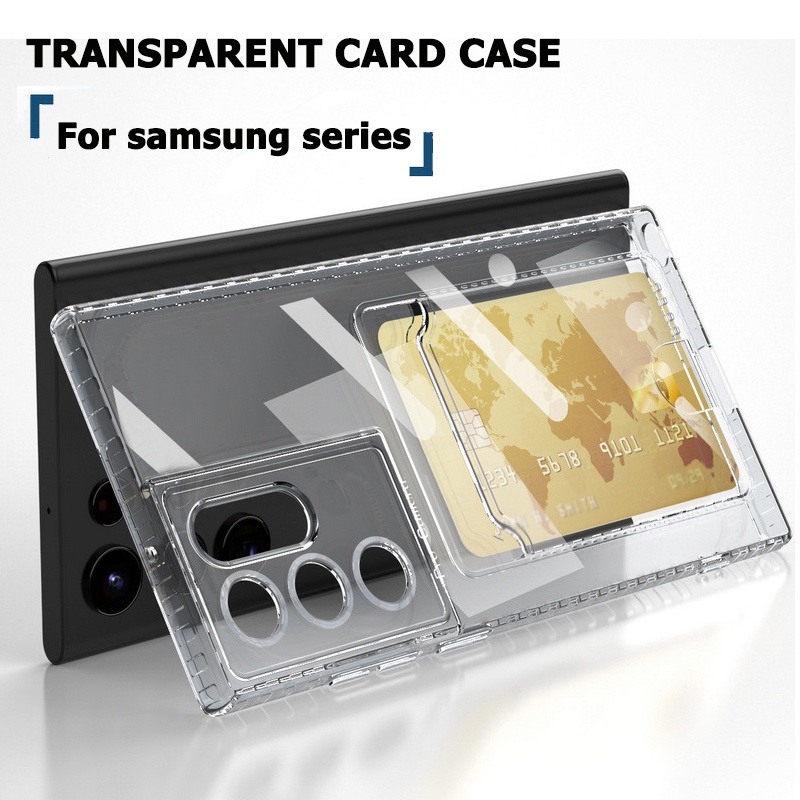 SAMSUNG สําหรับs24 s24Fe S23 S22 Ultra S20 S21 FE Plusแฟชั่นบัตรเครดิตผู้ถือโปร่งใสกันกระแทกกรณีTPUสําหรับSamsung Galaxy A54 A55 A35 A25 A15 A06 A16 4G 5G