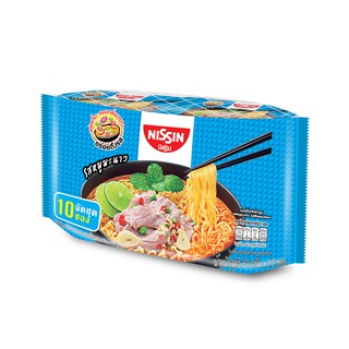 นิสชิน บะหมี่กึ่งสําเร็จรูป รสหมูมะนาว 60 กรัม x 10 ซอง Nissin Instant Noodles Lemon Pork Flavor 60 g. X 10 sachets