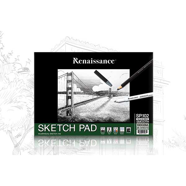 สมุดวาดเขียน 100แกรม 25แผ่น Renaissance 10.5x15 นิ้ว รุ่น SP-102 1 เล่ม
