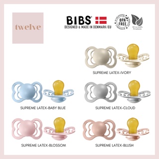 Bibs SUPREME จุกนมหลอกเด็ก ปราศจาก BPA ยางธรรมชาติ ผลิตในเดนมาร์ก 0-6 เดือน สีฟ้า