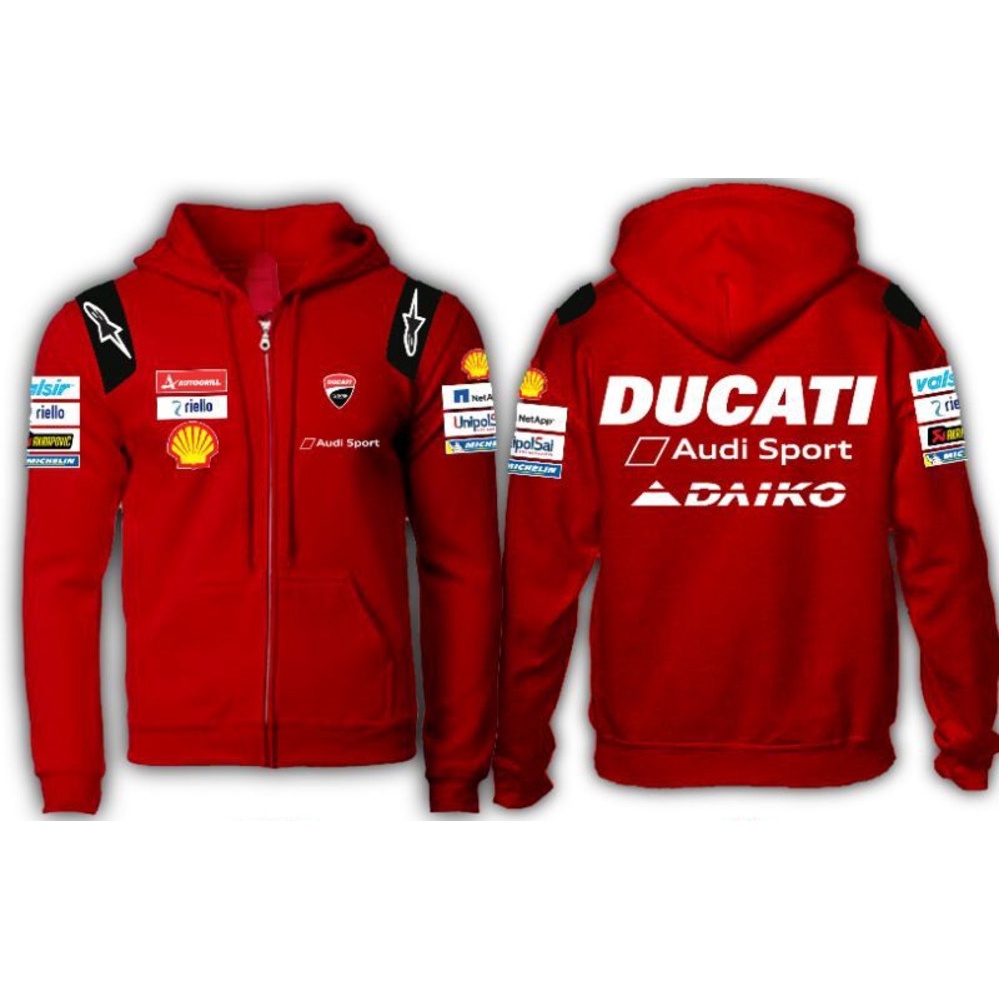 Super Premium: Moto Gp Ducati Racing Team Logo Racer Mens Casual Long Sleeve Sweatshirt Hoodie Full 