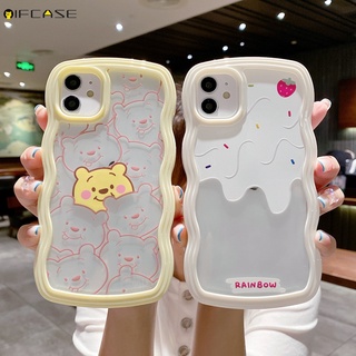 2 in 1 เคสโทรศัพท์มือถือแบบใส กันกระแทก ลายการ์ตูนหมีพูห์ สตรอเบอร์รี่ ไอศกรีมน่ารัก สําหรับ iPhone 13 12 11 Pro Max XS Max XR X