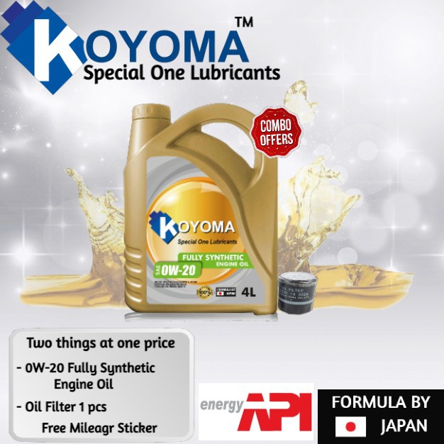 KOYOMA 0W20 FULLY SYNTHETIC ENGINE OIL + MAZDA 2 , MAZDA 3 ,MAZDA 6 SKY-ACTIV ,CX3 ,CX5, กรองน้ํามัน