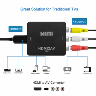 อะแดปเตอร์แปลงสัญญาณ hdmi to rca av/cvbs hd 1080 p mini hdmi 2av