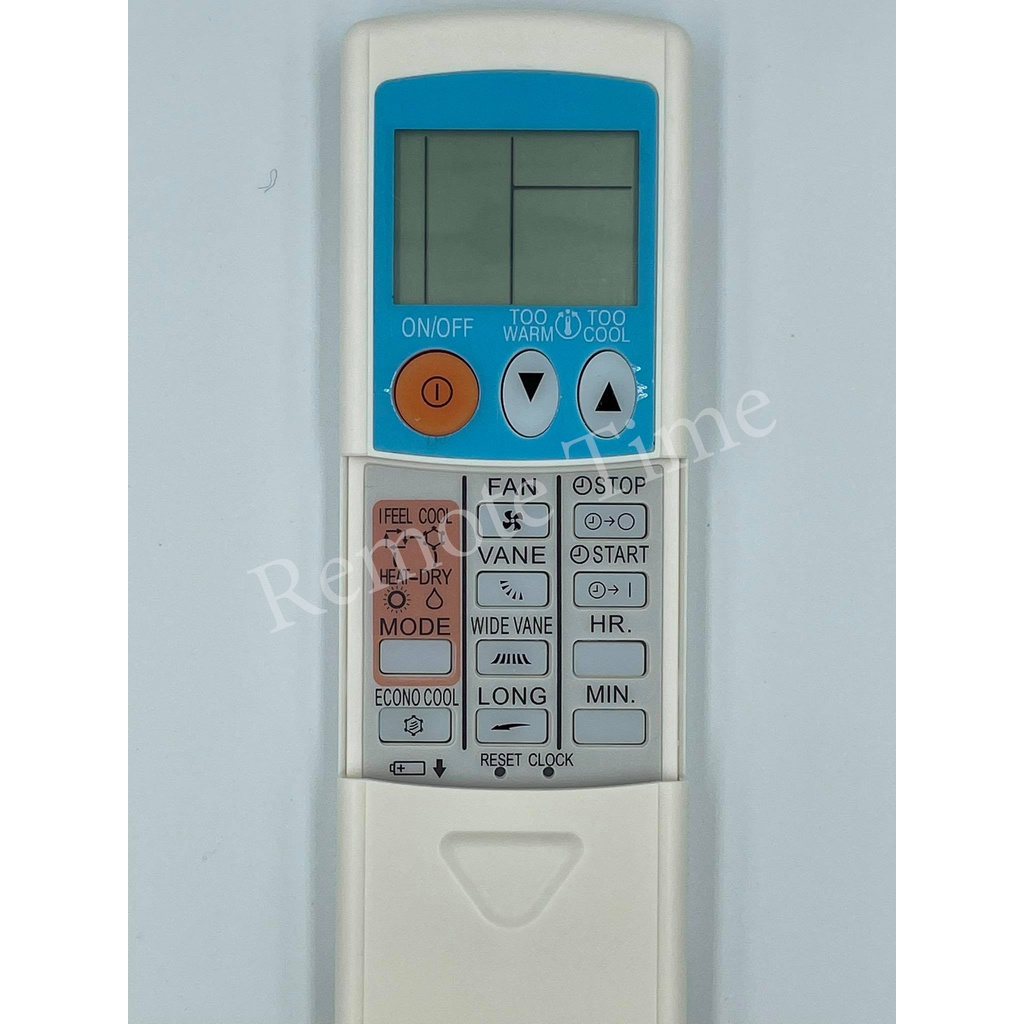 รีโมทแอร์ Mitsubishi  รุ่น AIR10 ขอบจอสีฟ้า ปุ่ม KPOB/KM04B