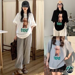 K18💜Korean เสื้อยืดสกรีนหมีเท็ด TED คอกลมแขนสั้น 3 สี