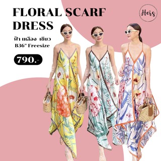 FLORAL SCARF DRESS ชุดเดรสยาวสายเดี่ยว ลายสดใส