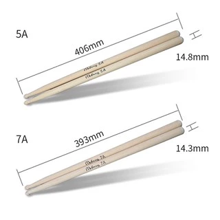 (1คู่)ไม้กลอง 5A​/7A ไม้ตีกลองม้ซ้อม Wood Drum Sticks กลองพาเหรด