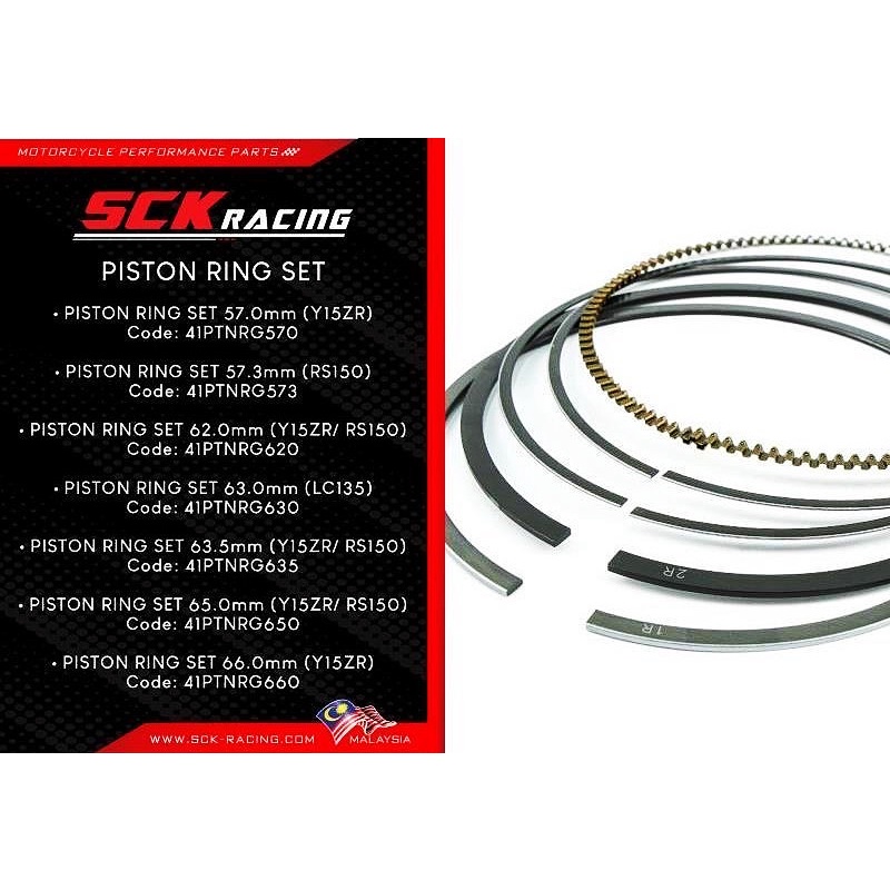 Y15/ LC135/ RS150 SCK RACING PISTON RING SET 57MM - 66MM