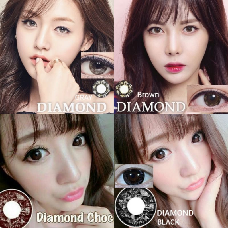 คอนแทคเลนส์ DIAMOND (Gaezz Secret) สีเทา&น้ำตาล&ดำ ขนาดปกติ ลายคมสีสวยขายดี
