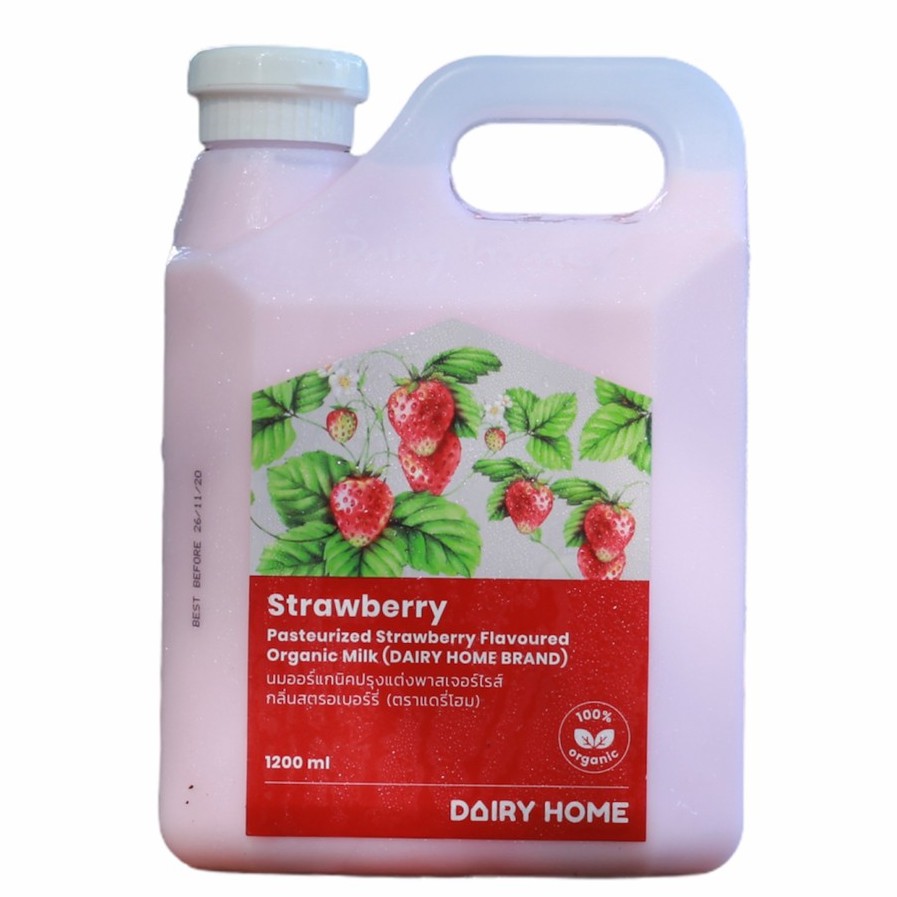 นมแดรี่โฮมกลิ่นสตรอเบอรี่ STRAWBERRY FLAVOURED MILK 1,200 cc. จัดส่งสินค้าเฉพาะในกรุงเทพฯ