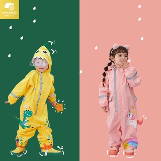 Lemonkid ใหม่ เสื้อกันฝน แบบเต็มตัว กันน้ํา ทนต่อการสึกหรอ สําหรับเด็กผู้ชาย และเด็กผู้หญิง กลางแจ้ง