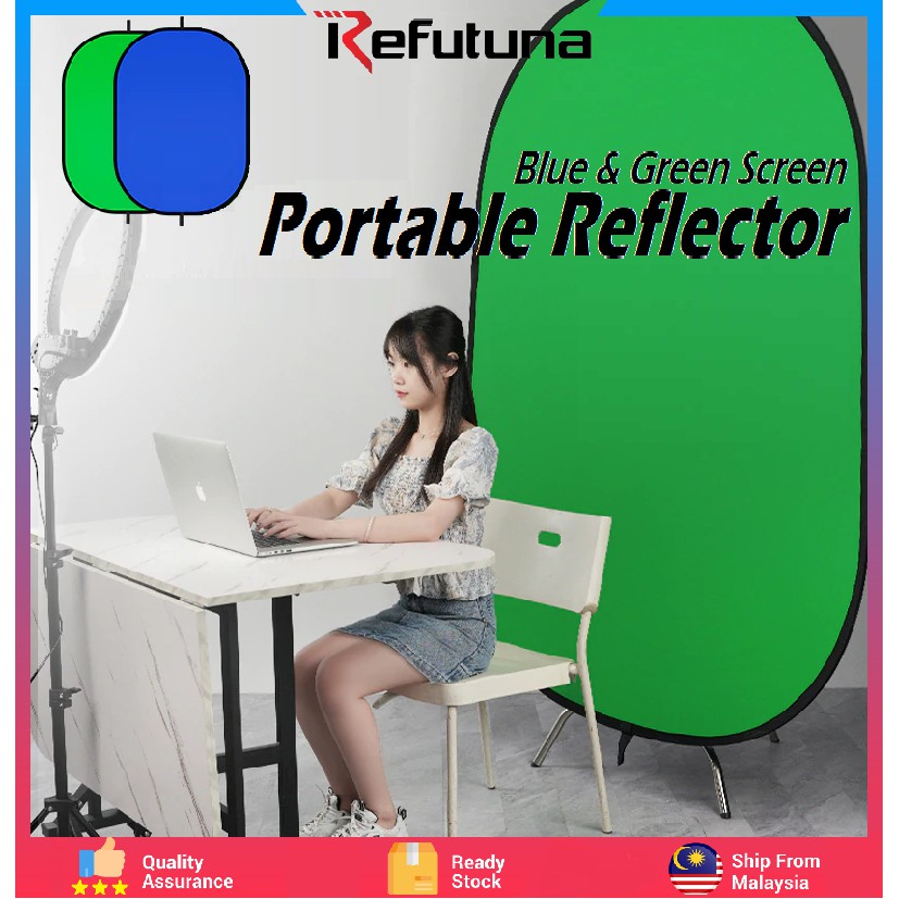 Reflector แบบพกพาแบบพับได้ Reflector Blue & Green Screen ฉากหลัง Chromakey สําหรับ YouTube ถ่ายทอดสด