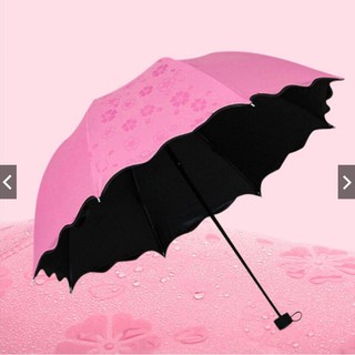 เช็ครีวิวสินค้าร่มกันฝน โดนน้ำเปลี่ยนลายดอกไม้ ร่มกันแดด รุ่นผ้า2ชั้น ร่มกันยูวี ร่มกันUV ร่มพับได้ ร่ม uv Umbrella No. UV3864