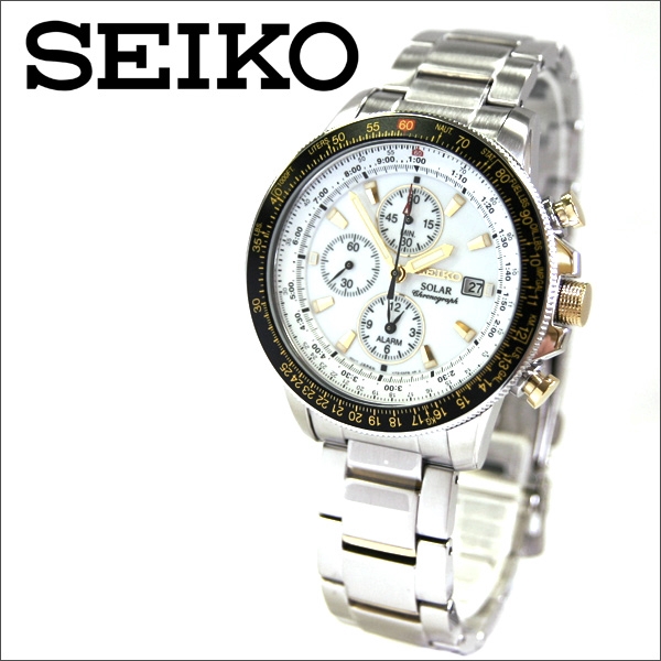 นาฬิกาSEIKO Flight Solar Quartz White Dial Stainless Steel Men's Watch  SSC011 | Shopee Thailand