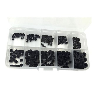 200PCS M3 M4 M5 M6 M8 Hex Head Socket Hex Grub Screw Set Assortment Kit(Black Alloy Steel)