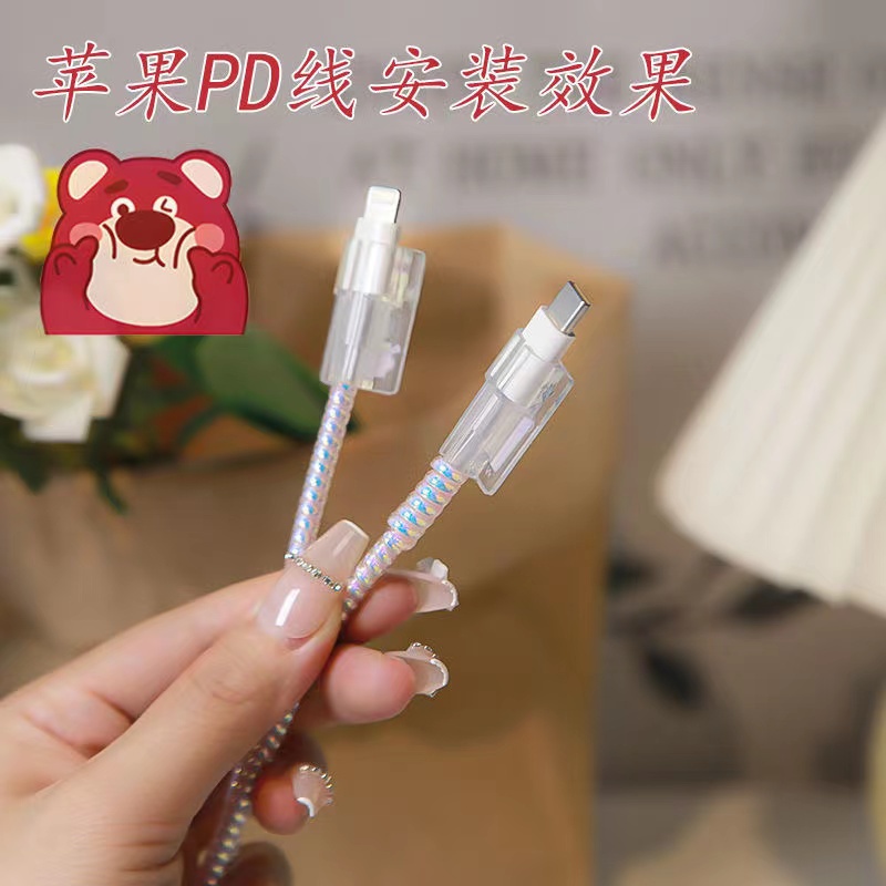 【พร้อมส่ง】ตัวถนอมสายชาร์จ แบบใส ลายการ์ตูนน่ารัก 1 ชิ้น #8
