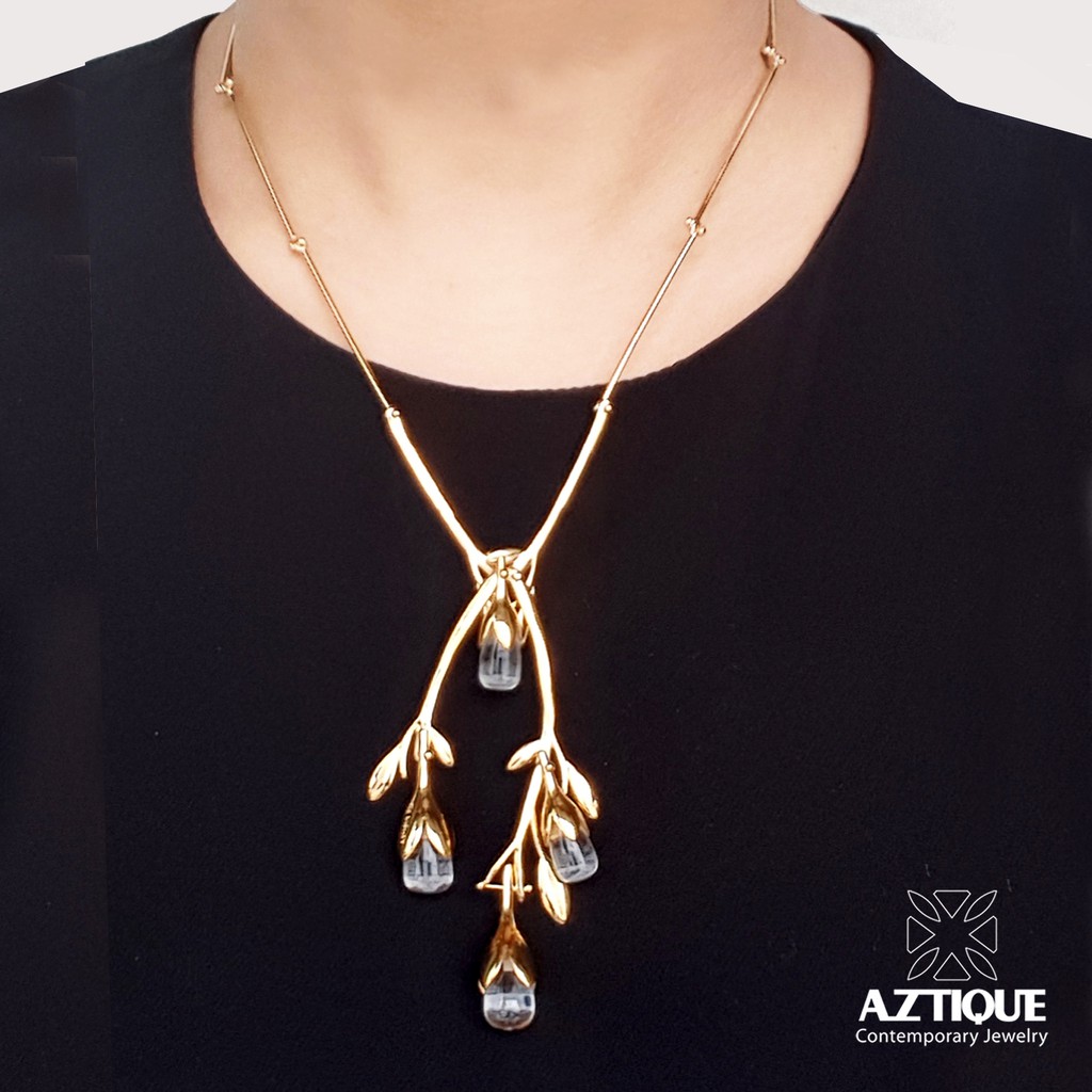 Aztique สร้อยคอเงินแท้ จี้ หยดน้ำค้าง Morning Dew ควอตซ์ใส Clear Quartz Necklace Morning Dew Jewelry