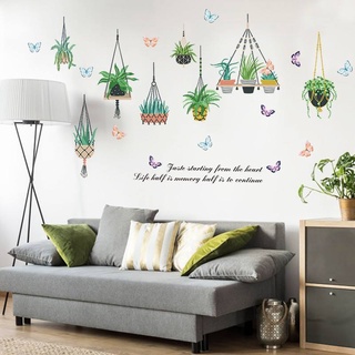 DIY decorate สติกเกอร์ติดผนัง ตกแต่งบ้าน ตกแต่งผนัง Wall paper Sticker  เนื้อวัสดุPVC กระถางแขวน 155x65ซม.