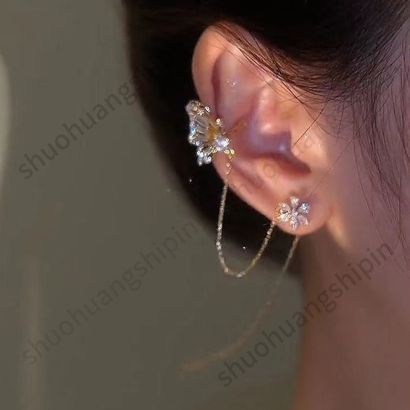 ต่างหูแฟชั่น ประดับพู่ พลอยเทียม รูปผีเสื้อ สไตล์เกาหลี ญี่ปุ่น หรูหรา - รูปที่ 2