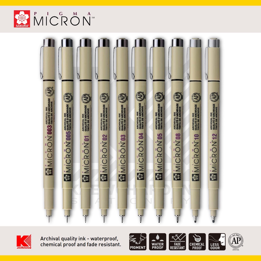 ปากกาเขียนแบบ Sakura Pigma Micron [มี 8 ขนาด] ของแท้ 100%