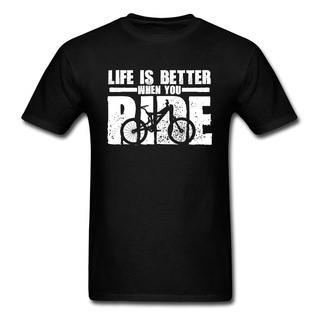 [S-5XL] เสื้อยืดลําลอง ผ้าฝ้าย แขนสั้น คอกลม พิมพ์ลายจักรยานเสือภูเขา Life Is Better If You Ride สําหรับผู้ชาย