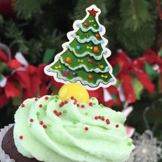 ป้ายปักตกแต่ง เค้ก ป้ายท็อปเปอร์ แพค12-24 ชิ้น ป้ายตกแต่งเค้ก ขนม Xmas Party Cake Topper ป้ายปักกระดาษแข็ง น่ารักมากมาย