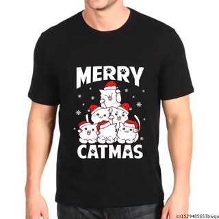 เสื้อยืดพิมพ์ลายกราฟฟิค Merry Catmas Meowy Cats Cute Cats สําหรับผู้ชาย