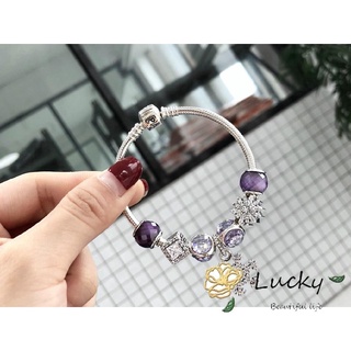 พร้อมส่ง Pandora ขายดี สร้อยข้อมือ ลายเกล็ดหิมะ สีม่วง แฟชั่นใหม่ หรูหรา สําหรับผู้หญิง A3 AS68 CI686 HG3YT566R5