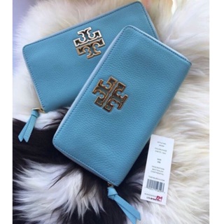 Tory Burch Wallet หนังแท้ สีฟ้า สวยหรูสุดๆ