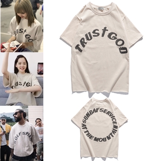 เสื้อยืดแขนสั้นผ้าฝ้ายพิมพ์ลาย Kanye West Sunday