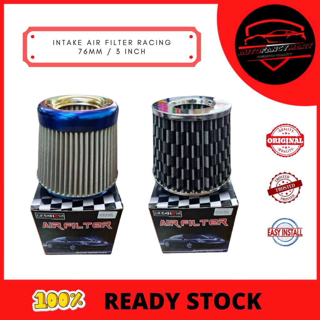 INTAKE AIR FILTER RACING 76mm / 3 นิ้ว (TITANIUM, CARBON, RED, BLUE)