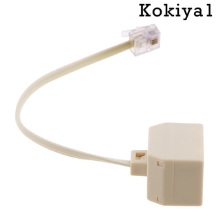 ( Hot ) Rj11 Splitter 1 Male To 2 Female อะแดปเตอร์แยกสายเคเบิ้ลโทรศัพท์มือถือ 6 P4C Beige