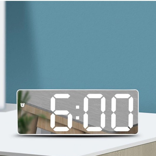 ▬♘GH-0712L นาฬิกาตั้งโต๊ะดิจิตอล นาฬิกากระจก ไฟ LED แบบ 24 หรือ 12 ชั้วโมง 3D Digital  Mirror Clock 