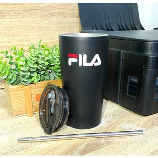 BEAR TUMBLER แก้วเก็บอุณหภูมิ ร้อน-เย็น ขนาด 20 ออนซ์ลาย FILA (ฟิล่า) สีดำด้านและหลอดสแตนเลส