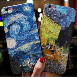 Compatible For Xiaomi Redmi Note 12 11 Pro 5G 11S 10 5G 10 Pro 10S 9S 8T 9 8 7 6 5 Pro 5A Prime Oil painting starry night cafe embossed mobile phone case