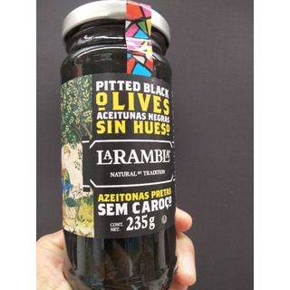 Larambla Pitted Black Oilves มะกอกดำ ไม่มีเมล็ด ลาแรมบา 235 กรัม