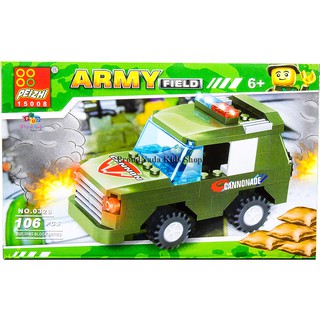 ProudNada Toys ของเล่นเด็กชุดตัวต่อเลโก้รถทหาร PEIZHI ARMY FIELD 106 PCS 0328