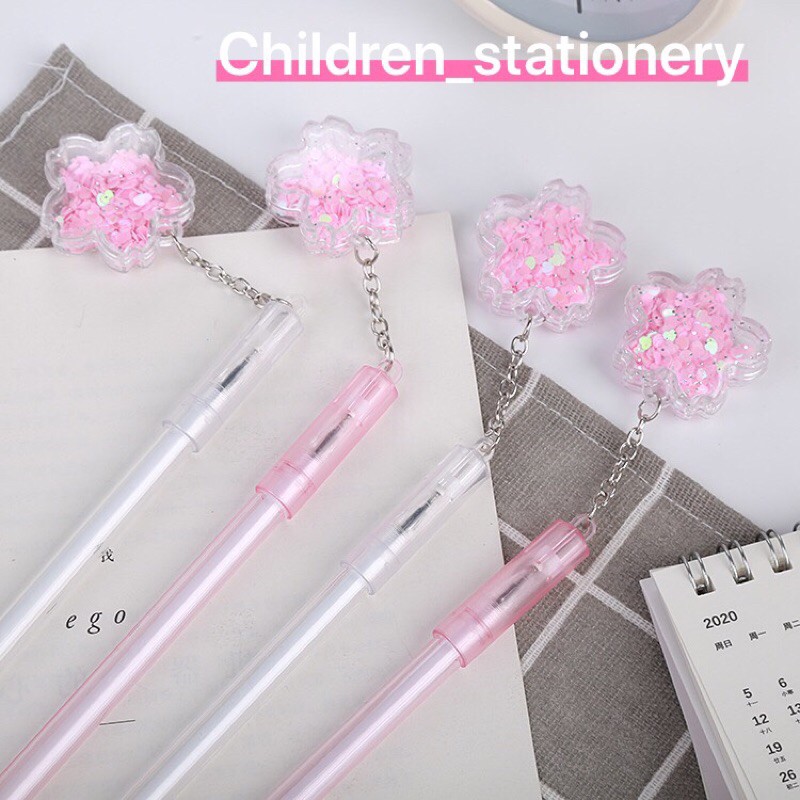 ปากกาเจล ลายดอกไม้ซากุระ (หมึกดำ) น่ารัก เครื่องเขียน สมุด อุปกรณ์เครื่องเขียน